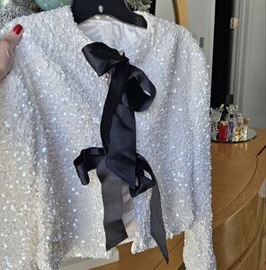 H&M Tie Front Sequin Jacket